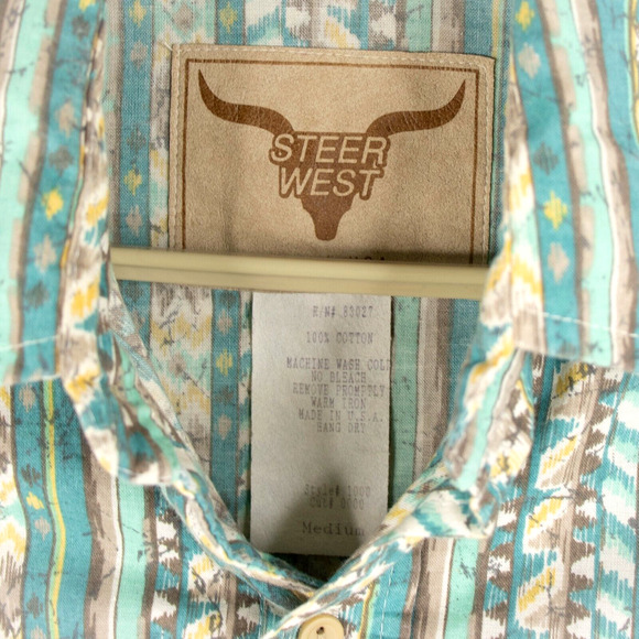 Vintage Steer West Button Down Long Sleeve Shirt USA Mens SIZE M - Picture 3 of 8